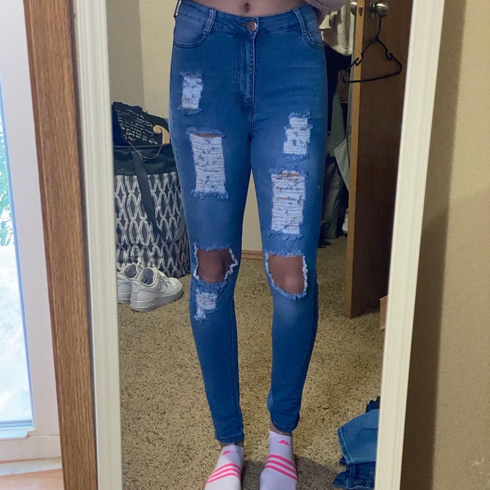 High waisted ripped jeggings
